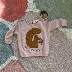 Nadadelazos Squirrel sweatshirt in light pink organic cotton 2T
